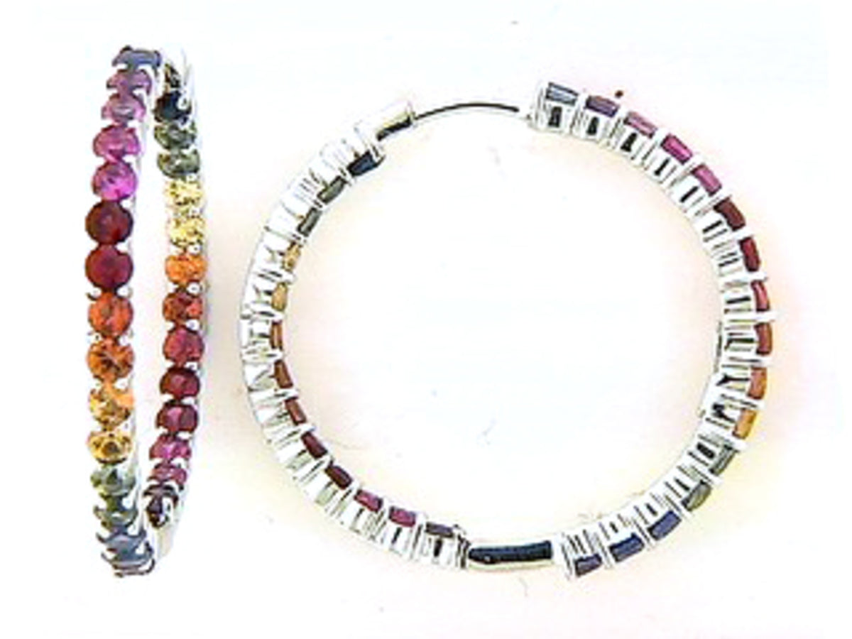 RAINBOW SAPPHIRE EARRING, 18KW (H/U)