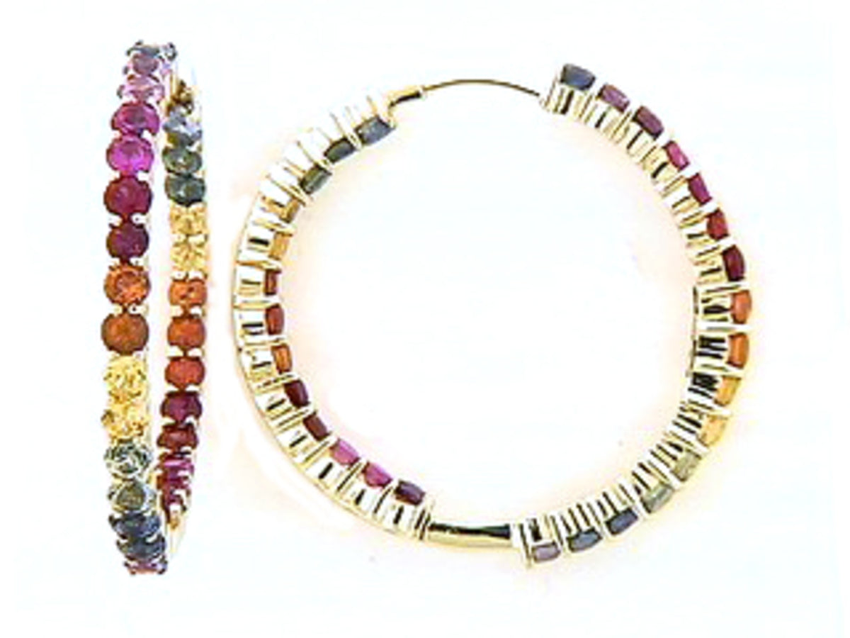 RAINBOW SAPPHIRE EARRING, 18KY (H/U)
