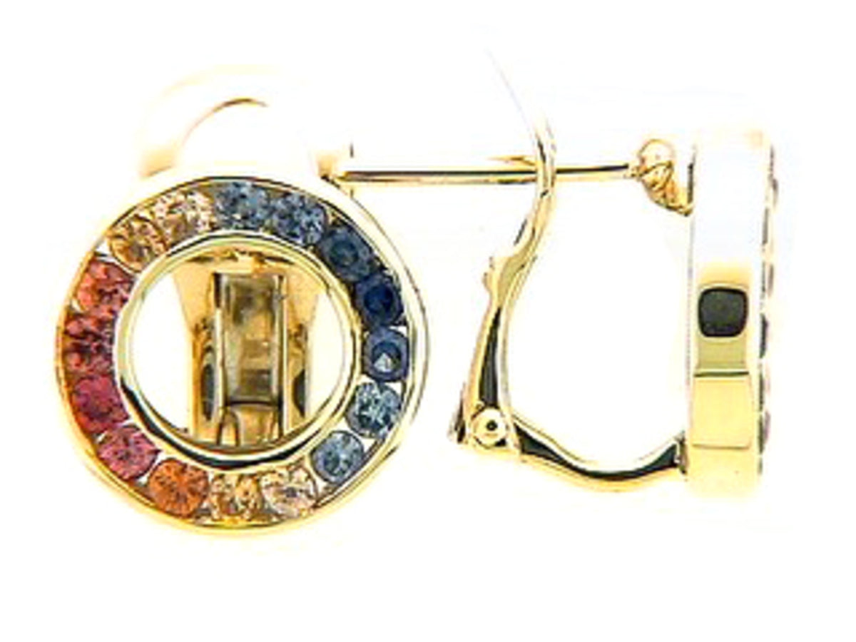 SAPPHIRE & ORANGE SAPPHIRE EARRING, 14KY (H/U)