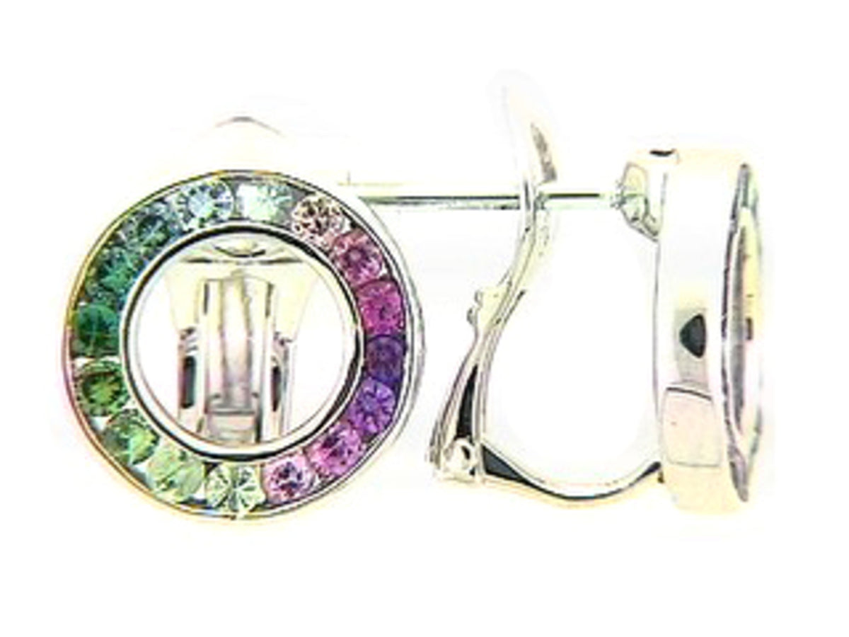TSAVORITE & PINK SAPPHIRE EARRING, 14KW (H)