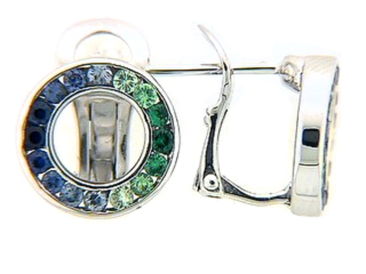 TSAVORITE & SAPPHIRE EARRING, 14KW (H)