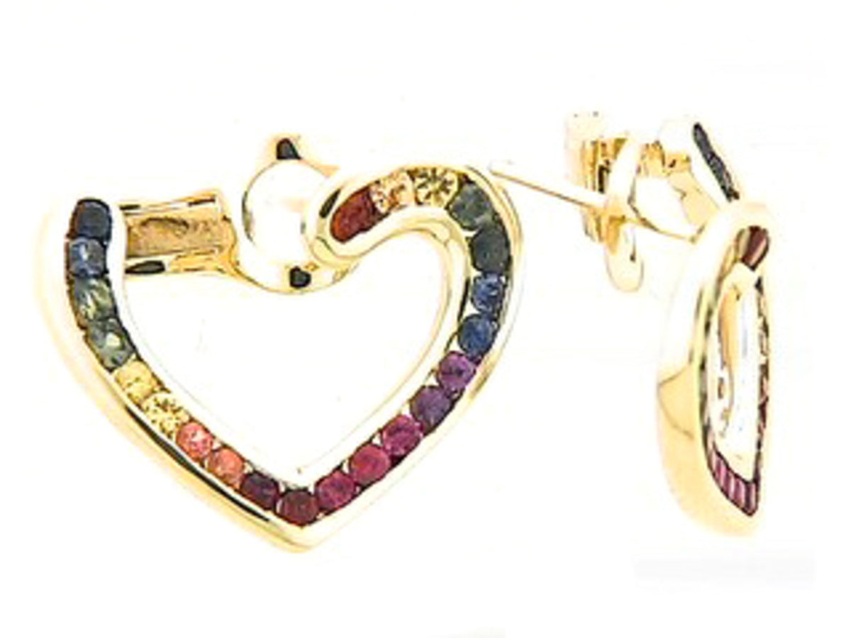 RAINBOW SAPPHIRE EARRING, 18KY (H/U)
