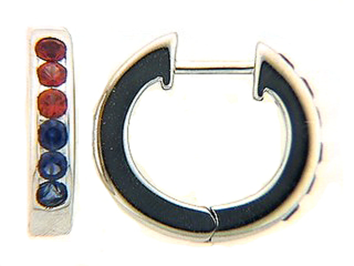 SAPPHIRE & ORANGE SAPPHIRE EARRING, 18KW (H/U)