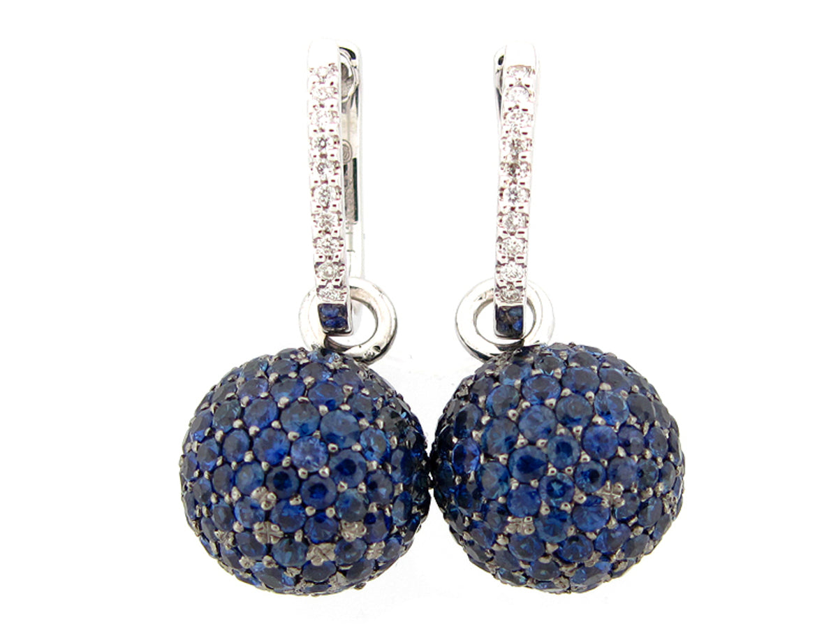 SAPPHIRE & DIAMOND EARRING , 14KW (H)