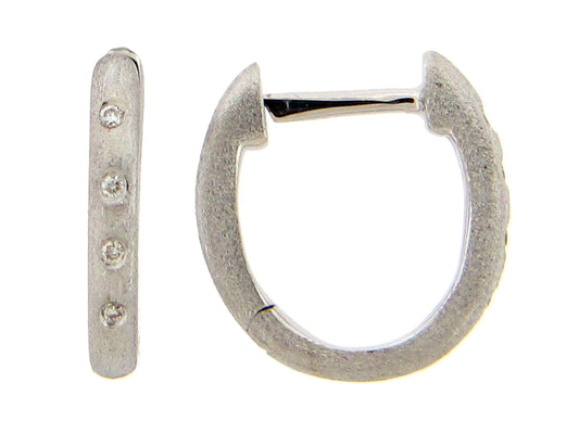 Diamond Flush Set Huggy Earring, Satin Finish, 14kw (N)
