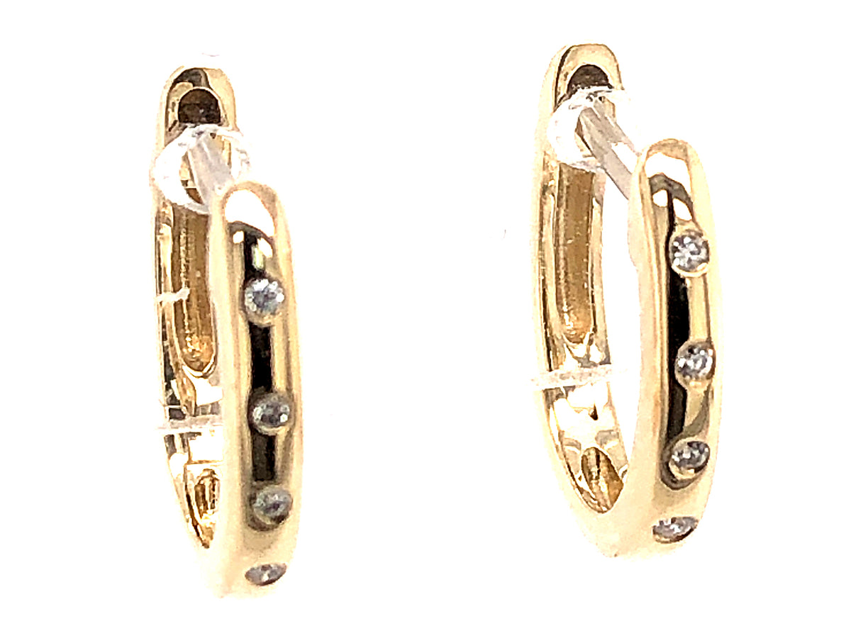 DIAMOND FLUSH SET HUGGY EARRING, 14KY (N)