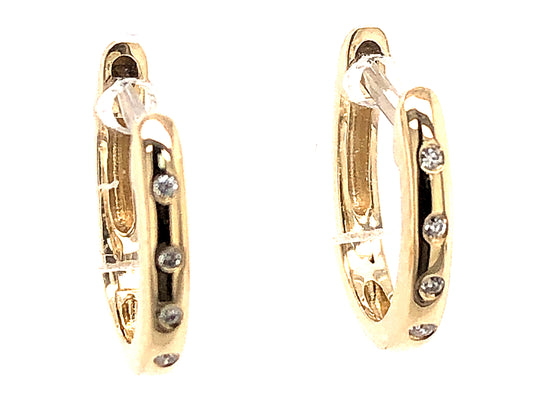 DIAMOND FLUSH SET HUGGY EARRING, 14KY (N)