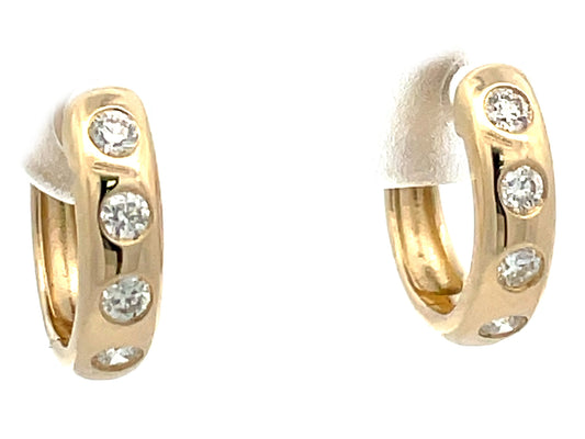 DIAMOND BURNISH SET ROUND HUGGY EARRING, 13MM, HIGH POLISH