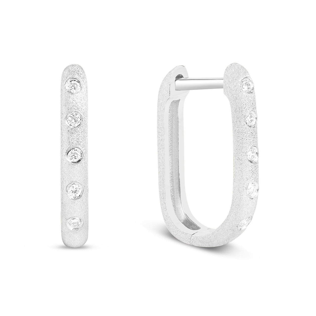 Diamond Flush Rectangle Huggie Earring