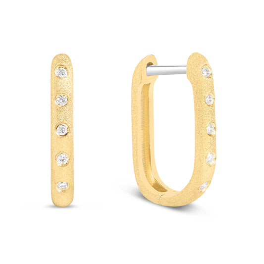 Diamond Flush Rectangle Huggie Earring