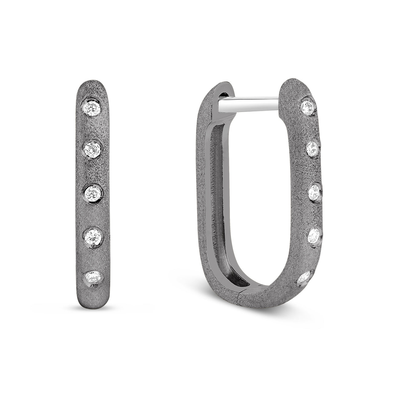 Diamond Flush Rectangle Huggie Earring