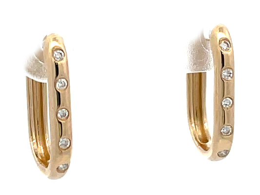 DIAMOND BURNISH SET CUSHION HUGGY EARRING, 15X11MM