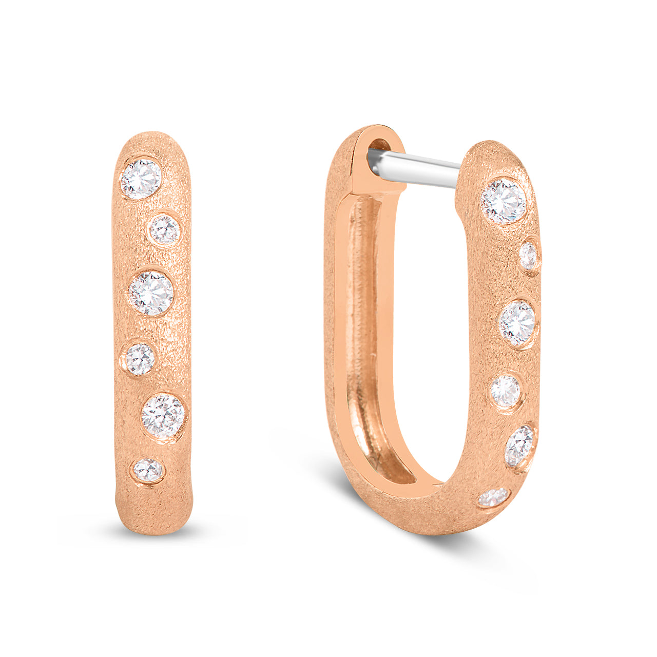 Diamond Scatter Flush Rectangle Huggie Earring