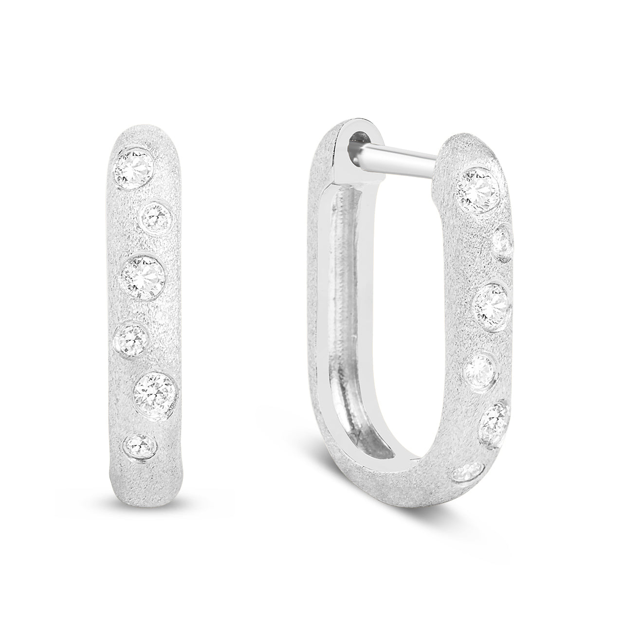 Diamond Scatter Flush Rectangle Huggie Earring