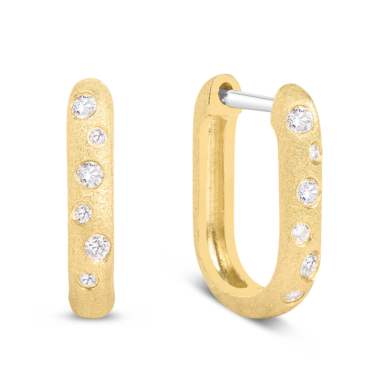 Diamond Scatter Flush Rectangle Huggie Earring
