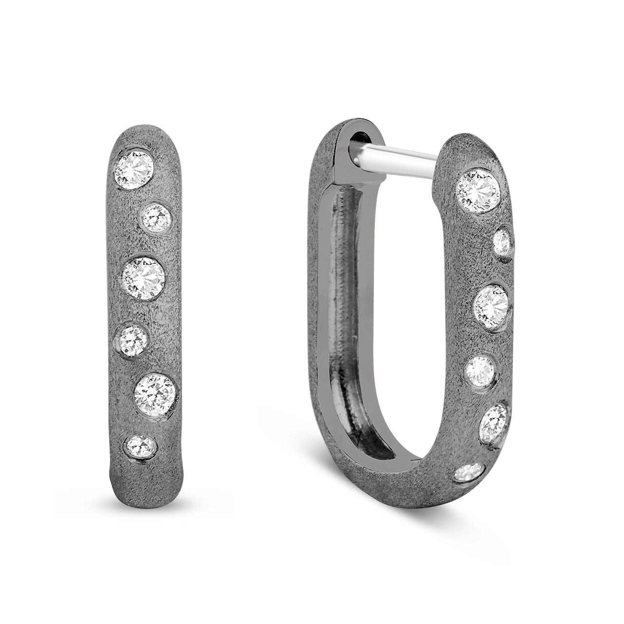 Diamond Scatter Flush Rectangle Huggie Earring