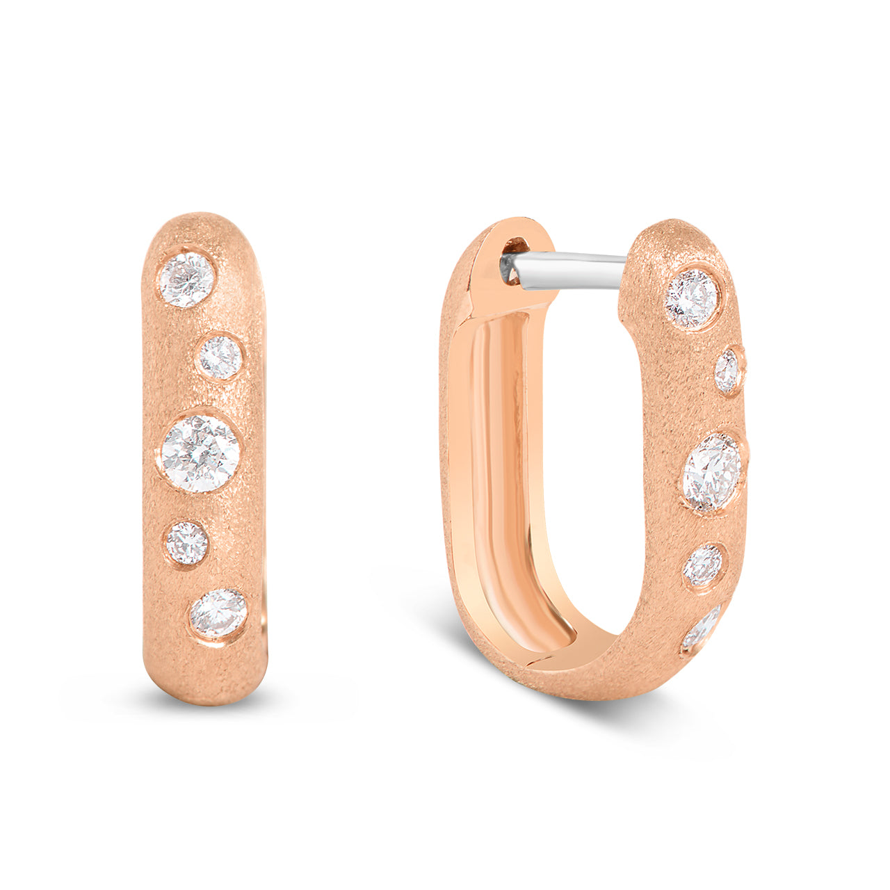 Diamond Scatter Flush Rectangle Huggie Earring