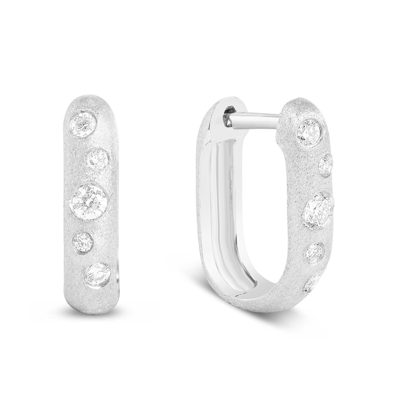 Diamond Scatter Flush Rectangle Huggie Earring
