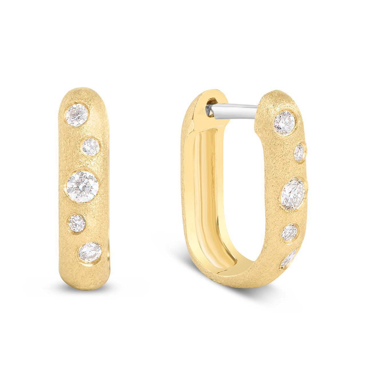 Diamond Scatter Flush Rectangle Huggie Earring