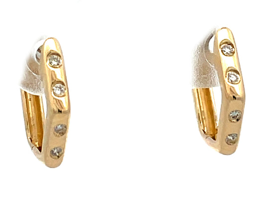 DIAMOND BURNISH SET HEXAGON HUGGY EARRING, 12.5MM