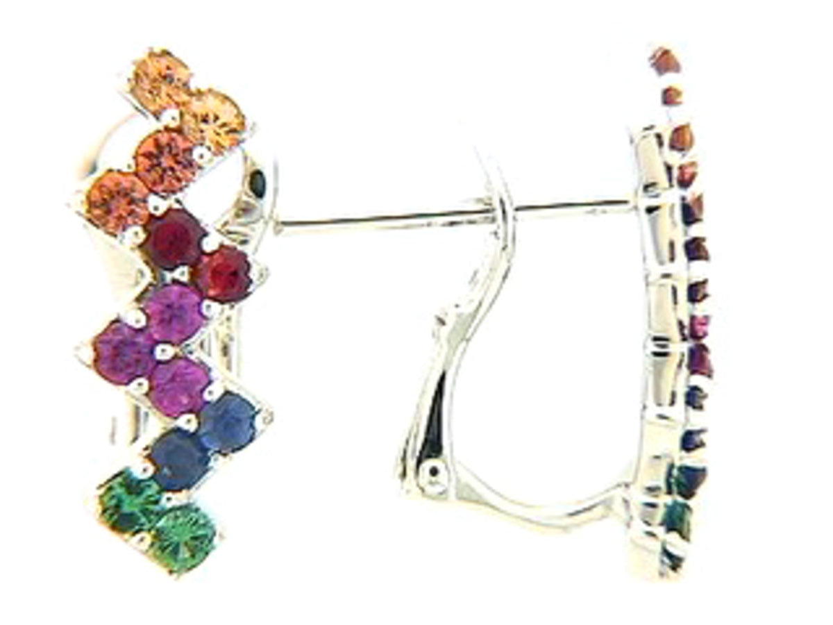 RAINBOW SAPPHIRE & TSAVORITE EARRING, 18KW (H/U)