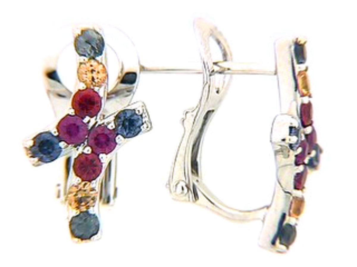 RAINBOW SAPPHIRE EARRING, 14KW (H/U)