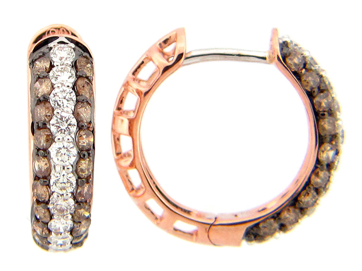 BROWN & WHITE DIAMOND EARRING, 14KR (N)