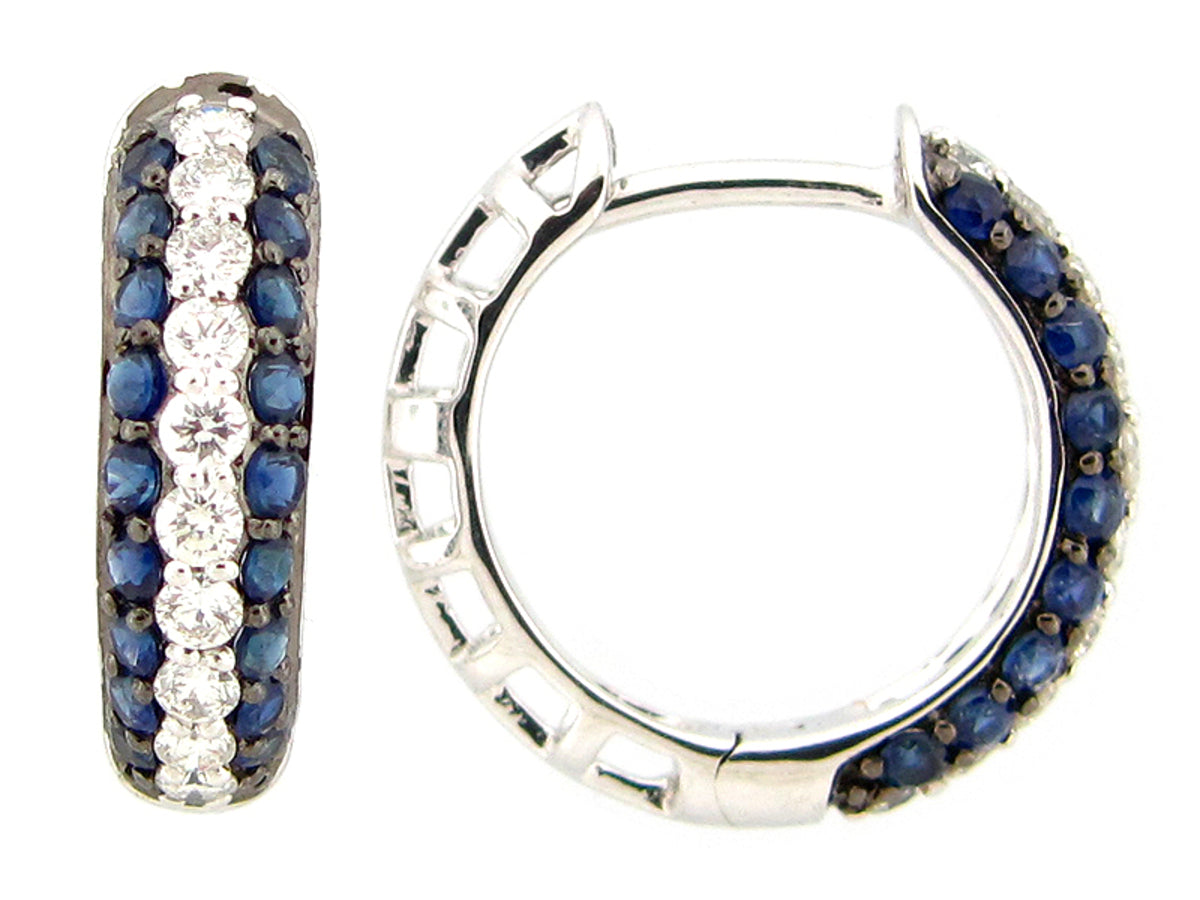 SAPPHIRE & DIAMOND EARRING, 14KW (H)