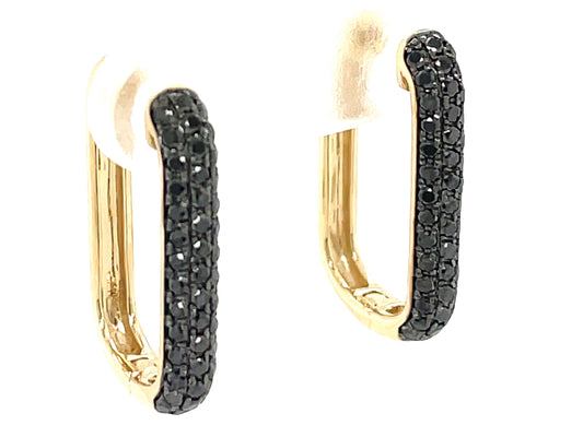 BLACK DIAMOND 3 ROW PAVE HOOP EARRING, 20X13MM, 14KY (R)