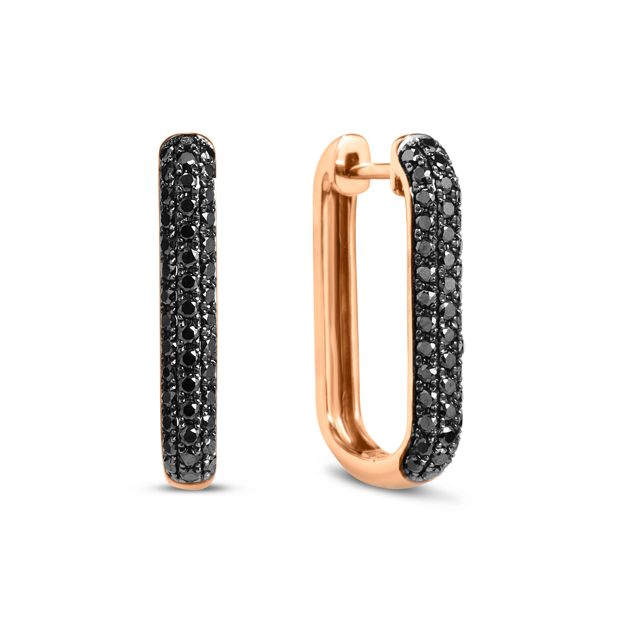 Black Diamond Rectangle Hoop Earring