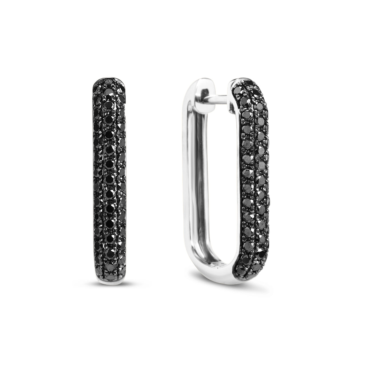 Black Diamond Rectangle Hoop Earring
