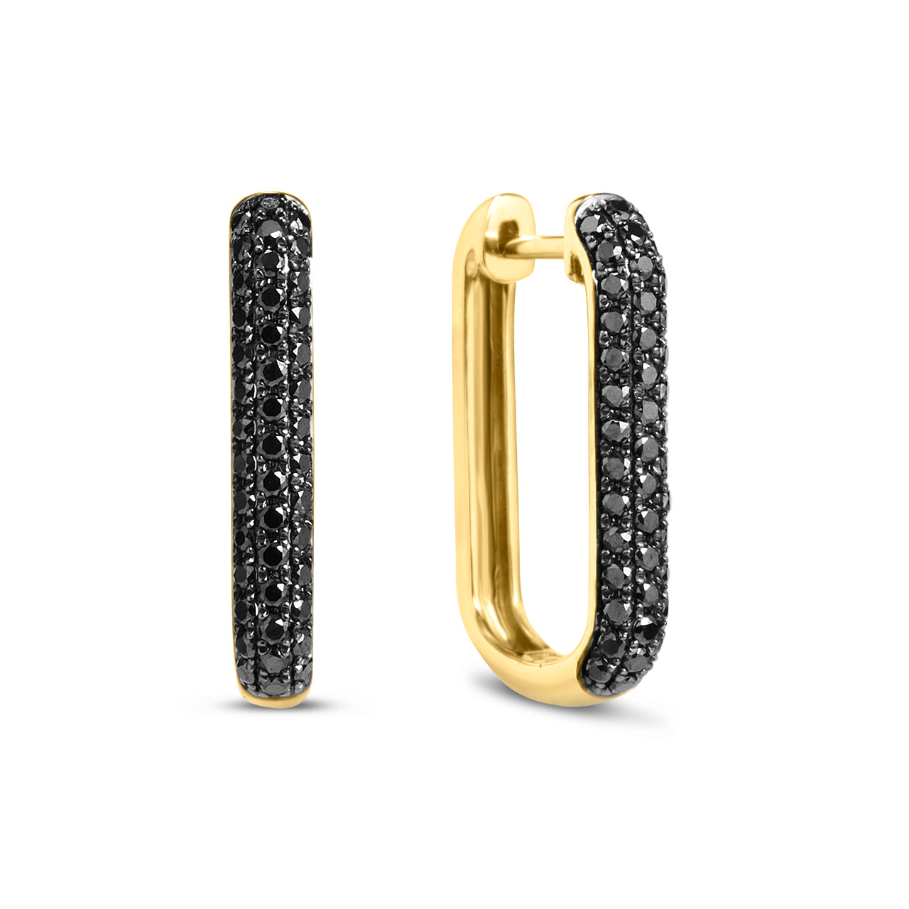Black Diamond Rectangle Hoop Earring