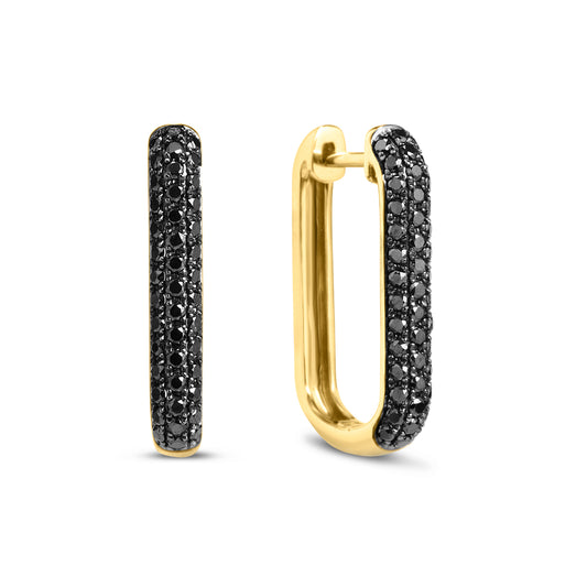 Black Diamond Rectangle Hoop Earring