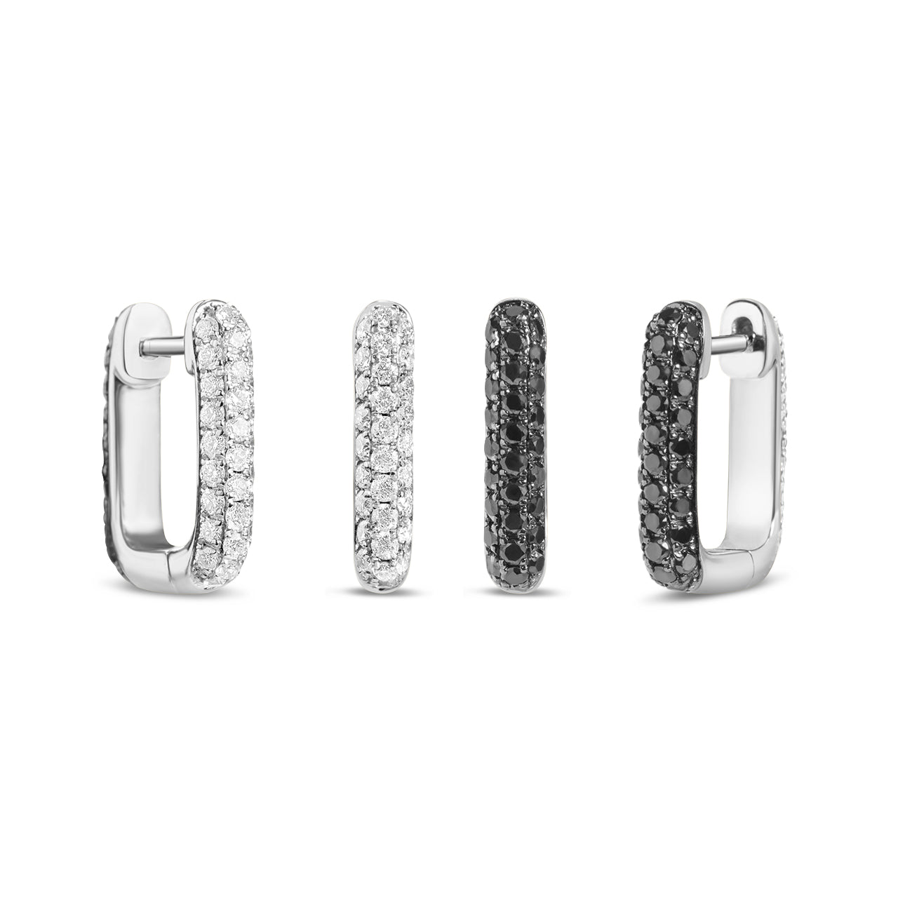 Black & White Diamond Pave Reversible Rectangle Huggie Earring