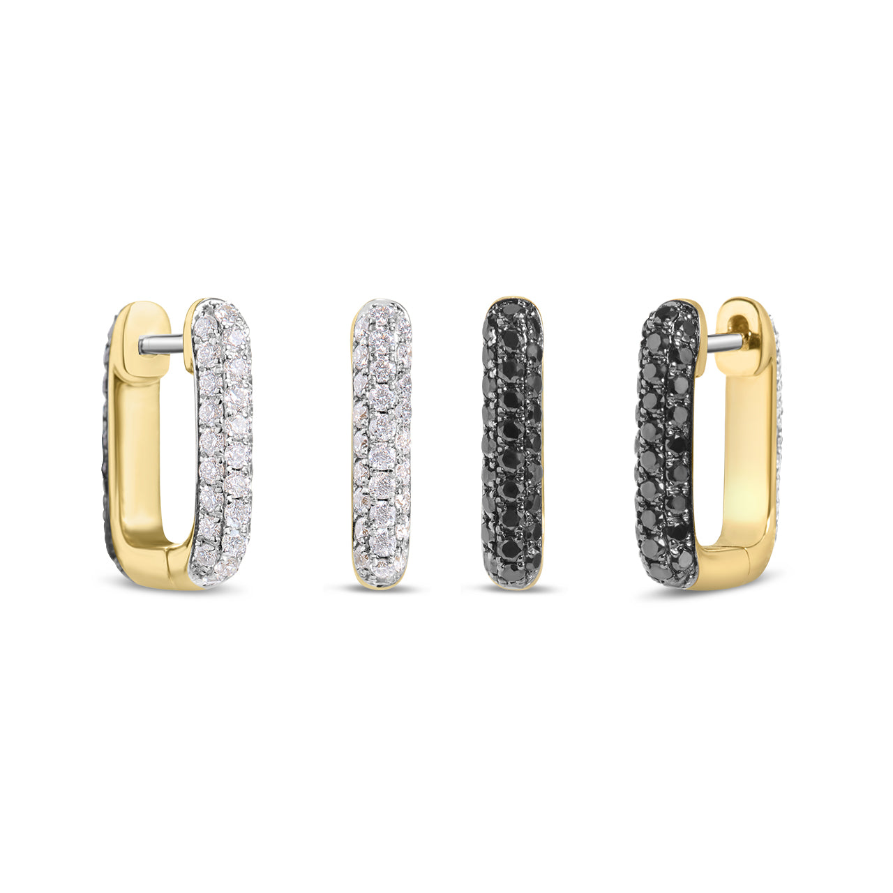 Black & White Diamond Pave Reversible Rectangle Huggie Earring