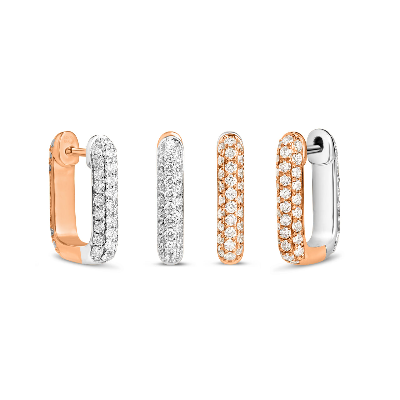 Diamond Pave Reversible Rectangle Huggie Earring