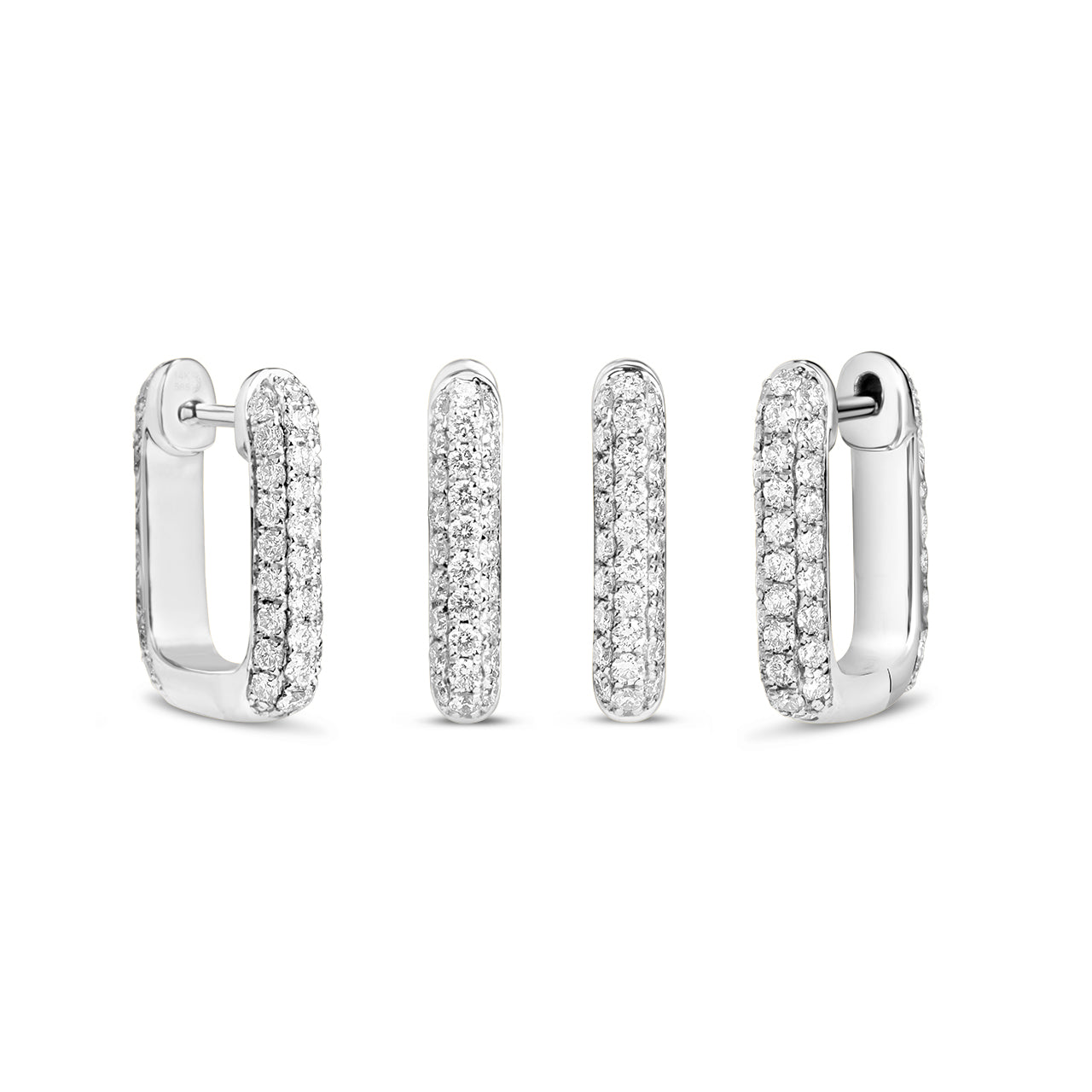 Diamond Pave Reversible Rectangle Huggie Earring