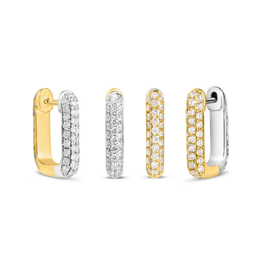 Diamond Pave Reversible Rectangle Huggie Earring