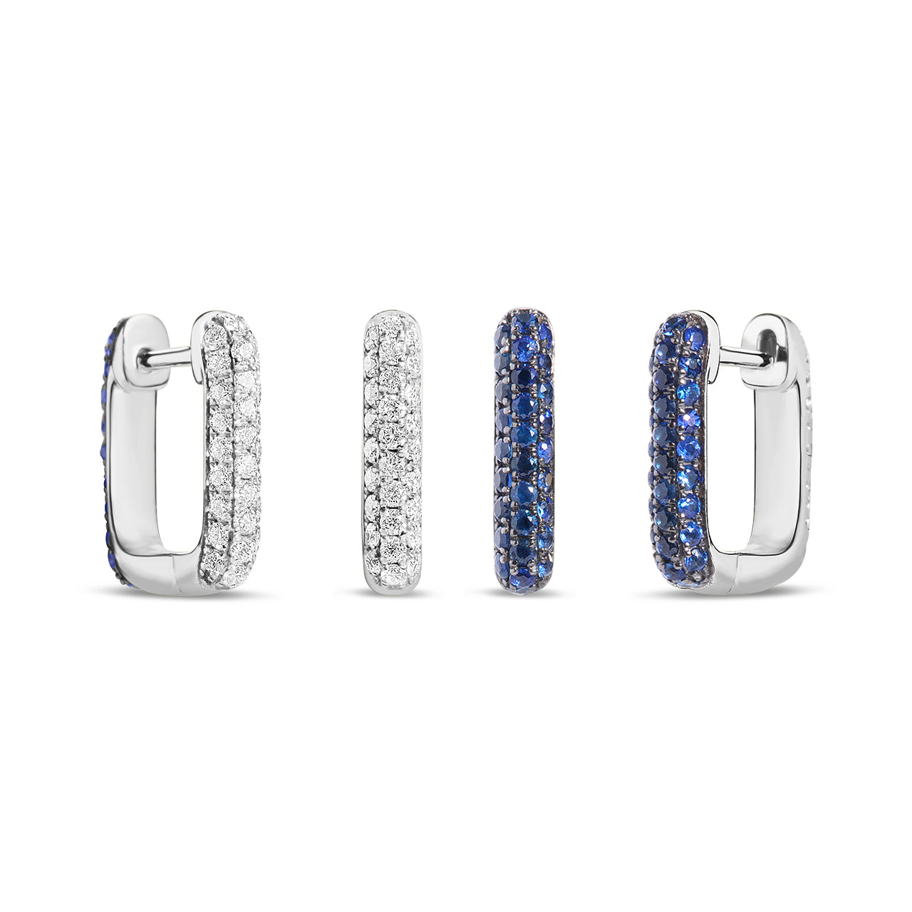 Sapphire & Diamond Pave Reversible Rectangle Huggie Earring