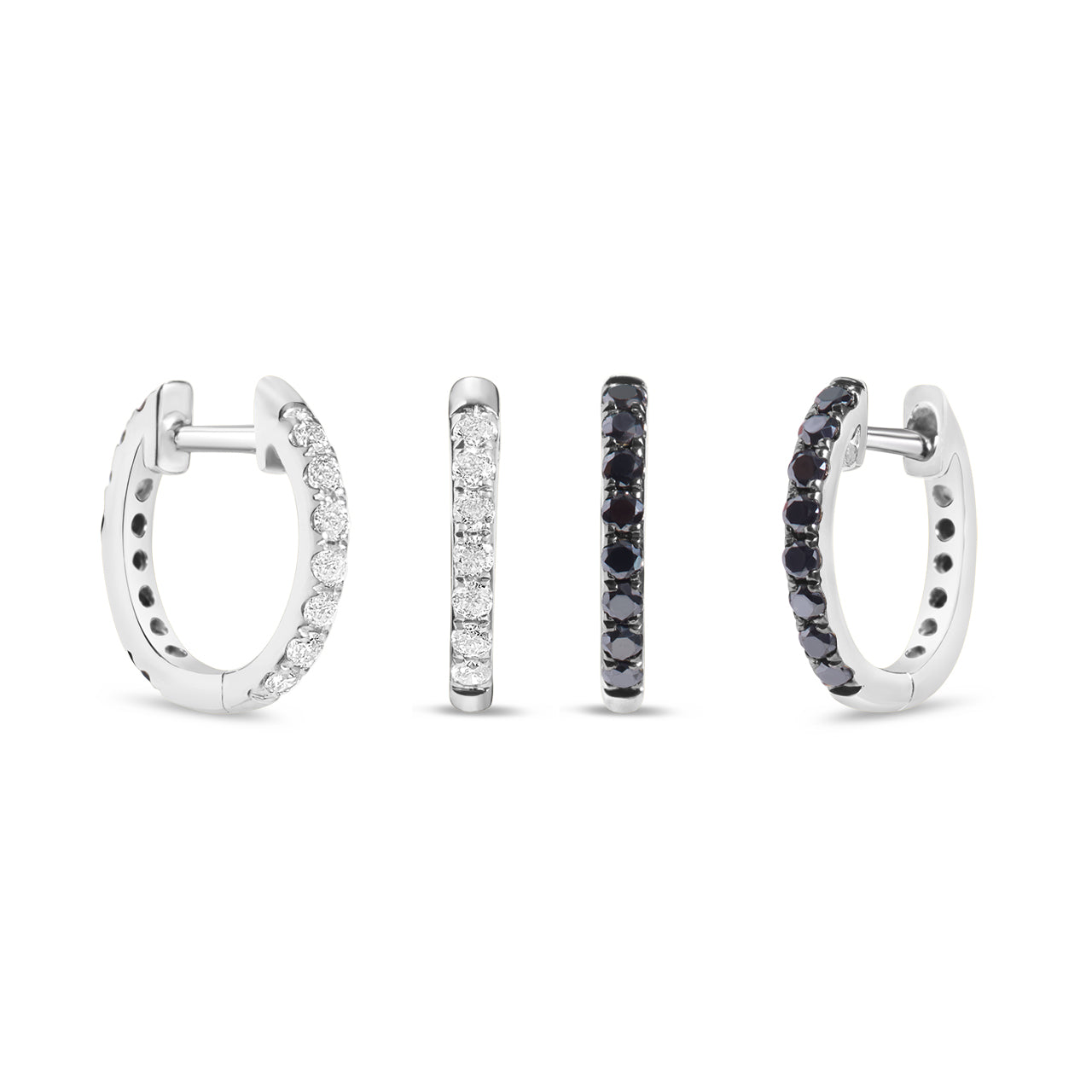 Black & White Diamond Reversible Huggie Earring