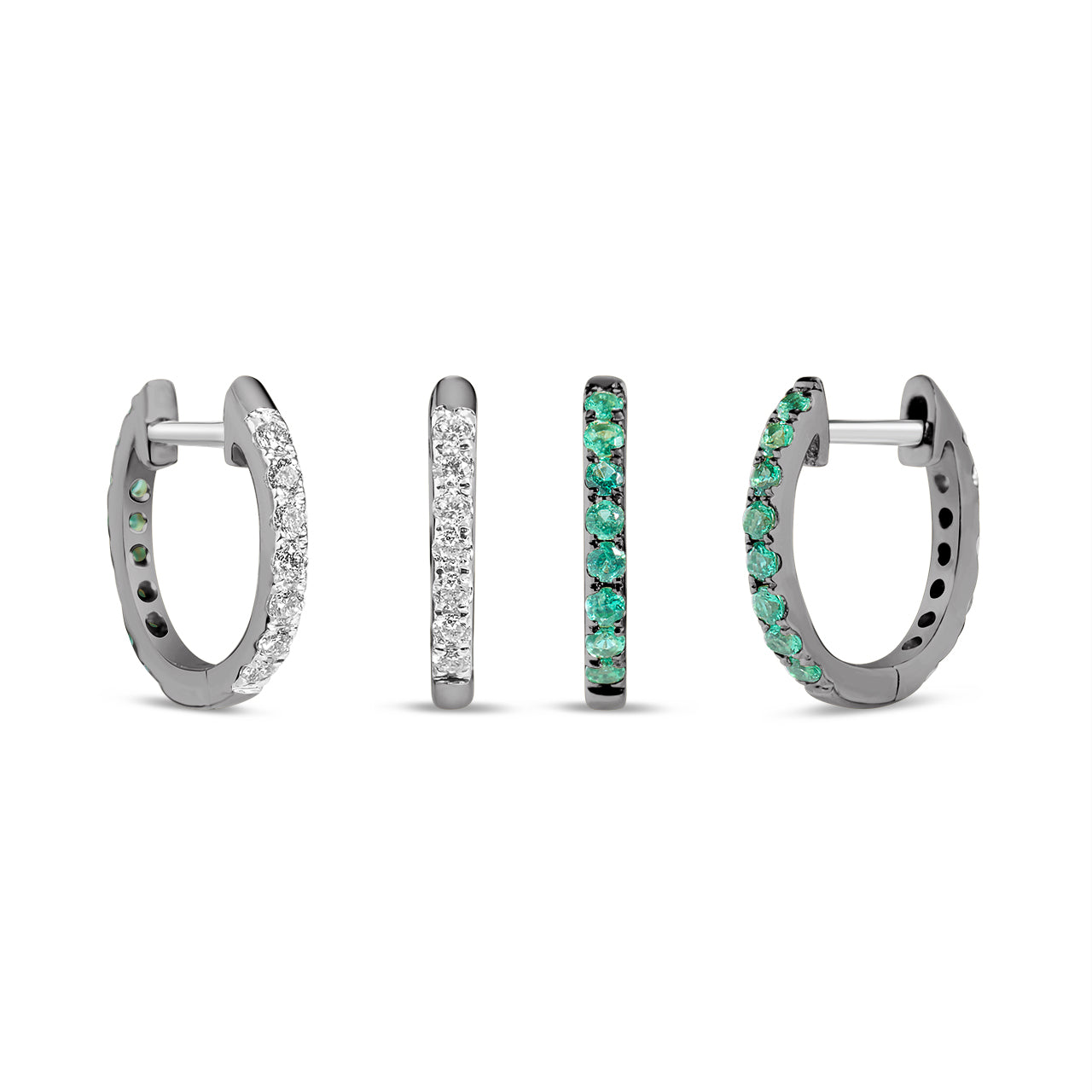 Emerald & Diamond Reversible Huggie Earring