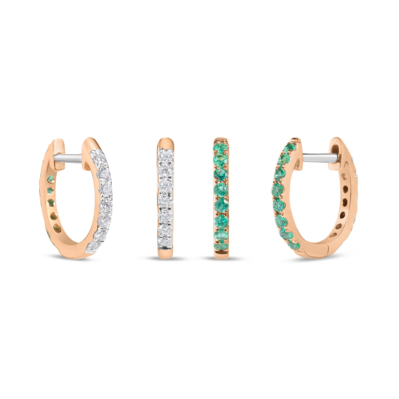 Emerald & Diamond Reversible Huggie Earring