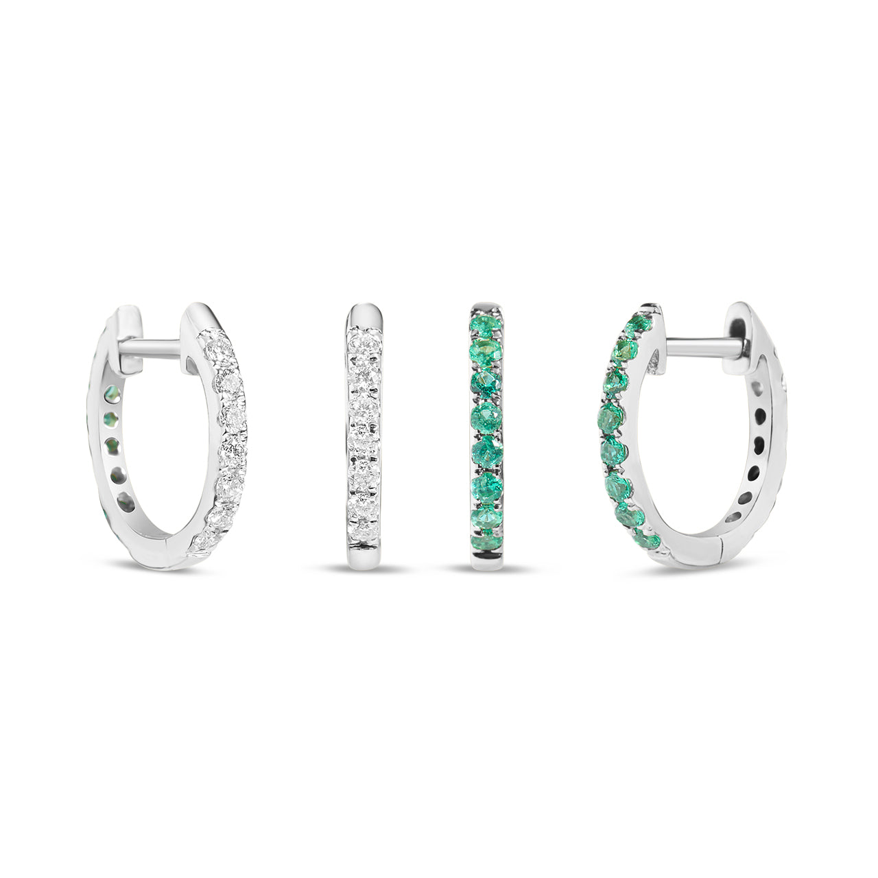 Emerald & Diamond Reversible Huggie Earring