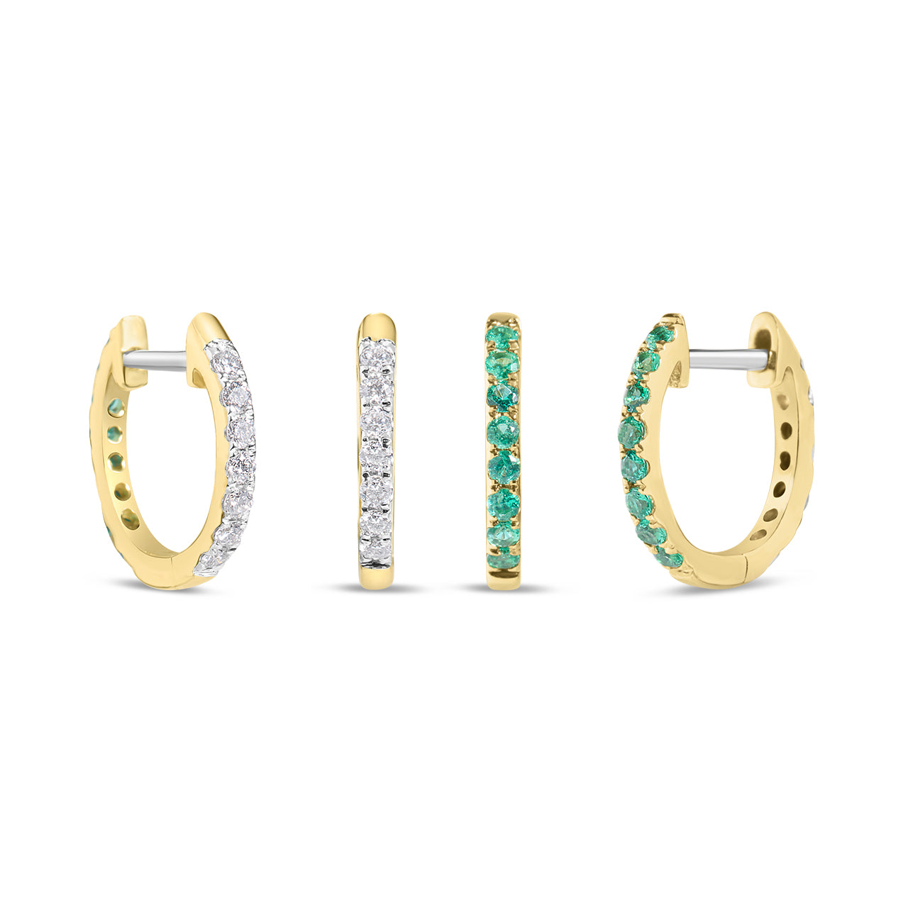 Emerald & Diamond Reversible Huggie Earring