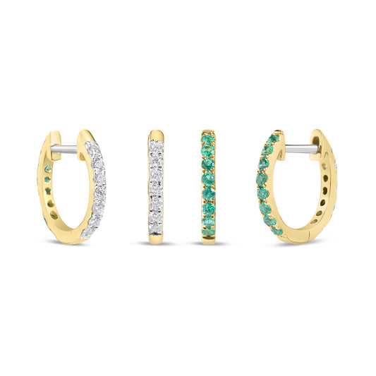Emerald & Diamond Reversible Huggie Earring
