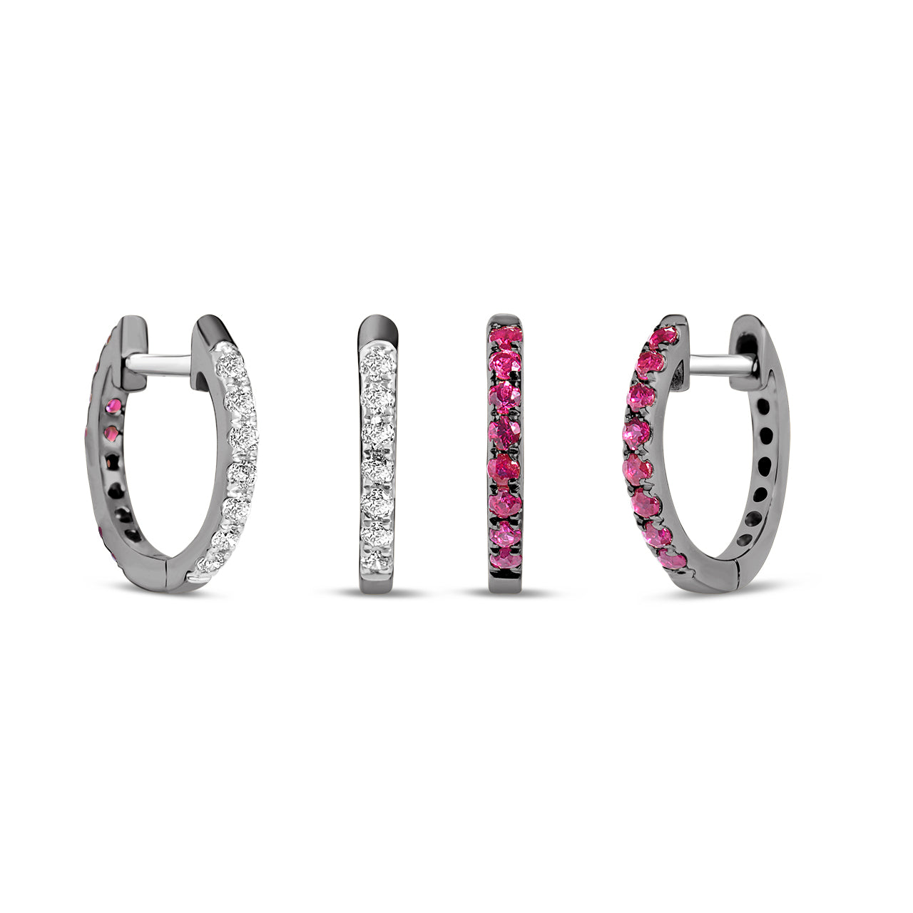 Ruby & Diamond Reversible Huggie Earring