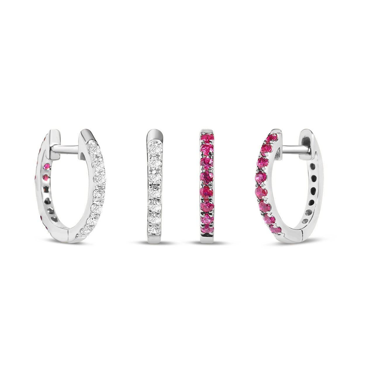 Ruby & Diamond Reversible Huggie Earring