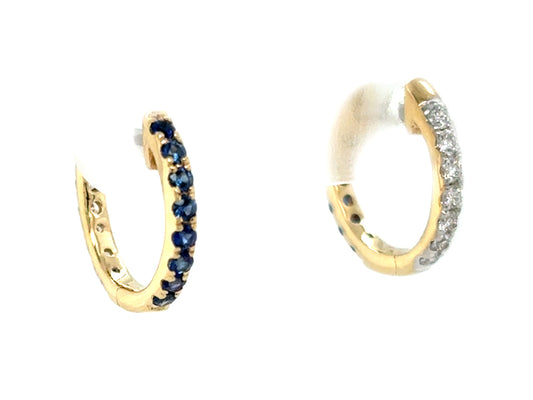 Sapphire Diamond Reversible Huggy Earring, 12mm