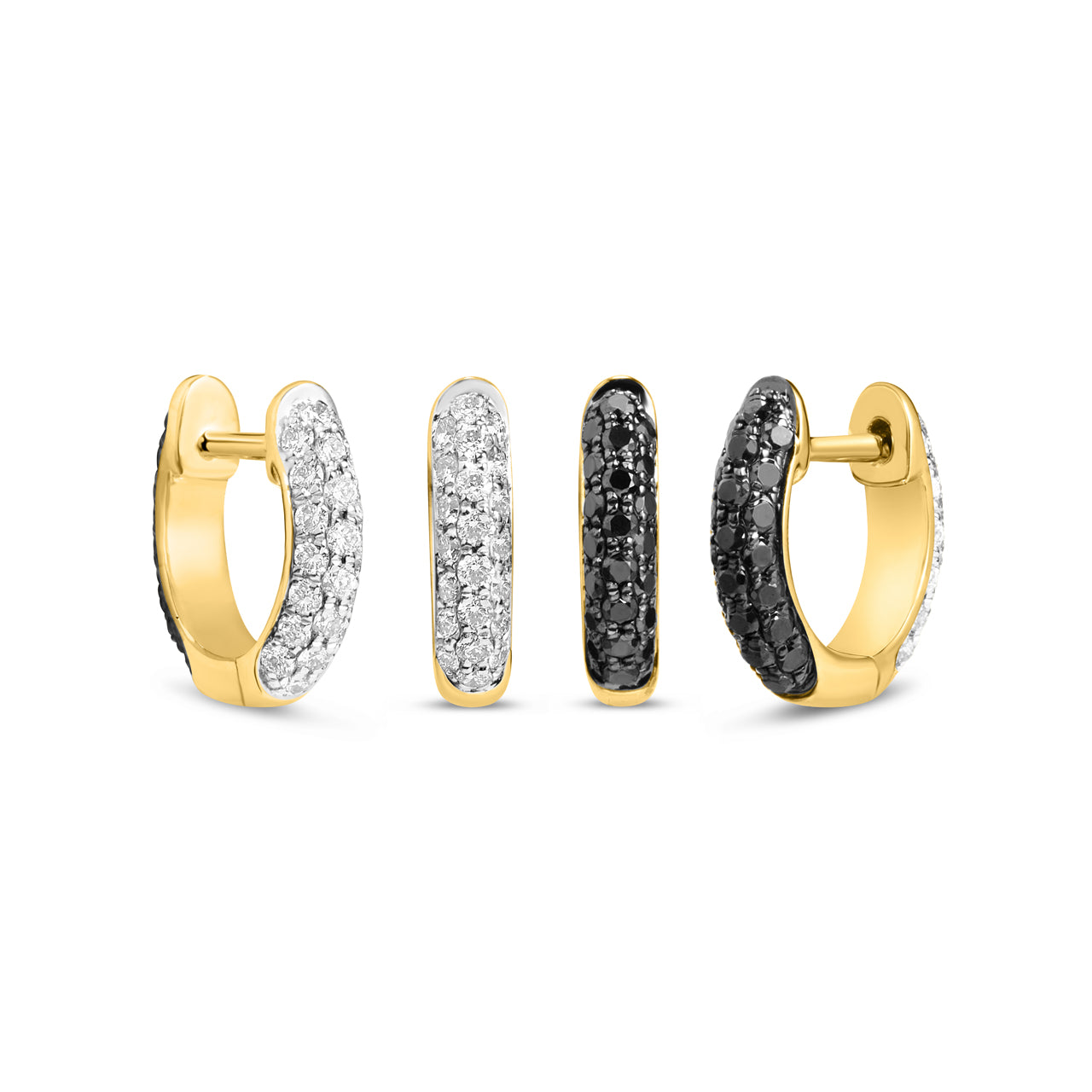 Black & White Diamond Pave Reversible Huggie Earring