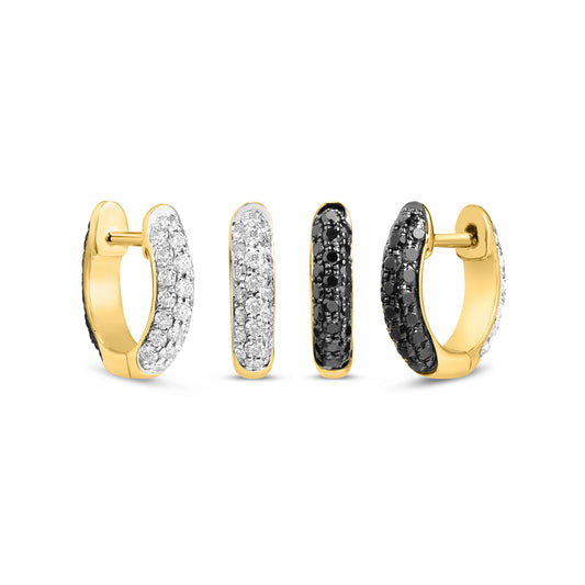 Black & White Diamond Pave Reversible Huggie Earring
